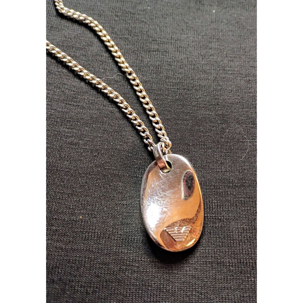 Emporio Armani Stainless Steel Teardrop Pendant Necklace 24" Infinity Chain - Picture 6 of 9